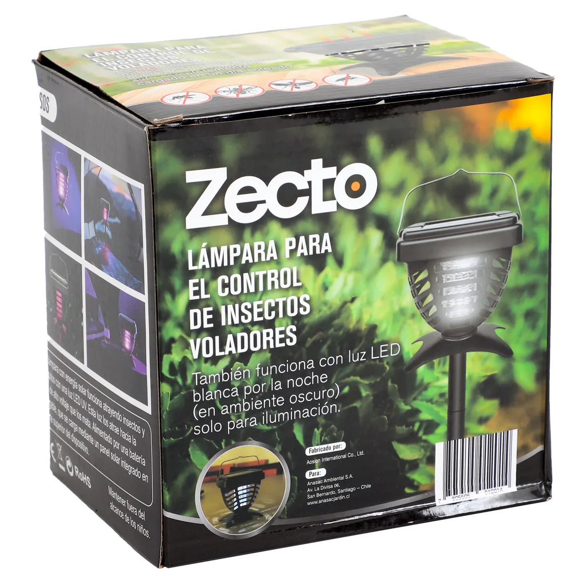 ANASAC - Lampara solar led UV mata mosquitos, moscas y zancudos