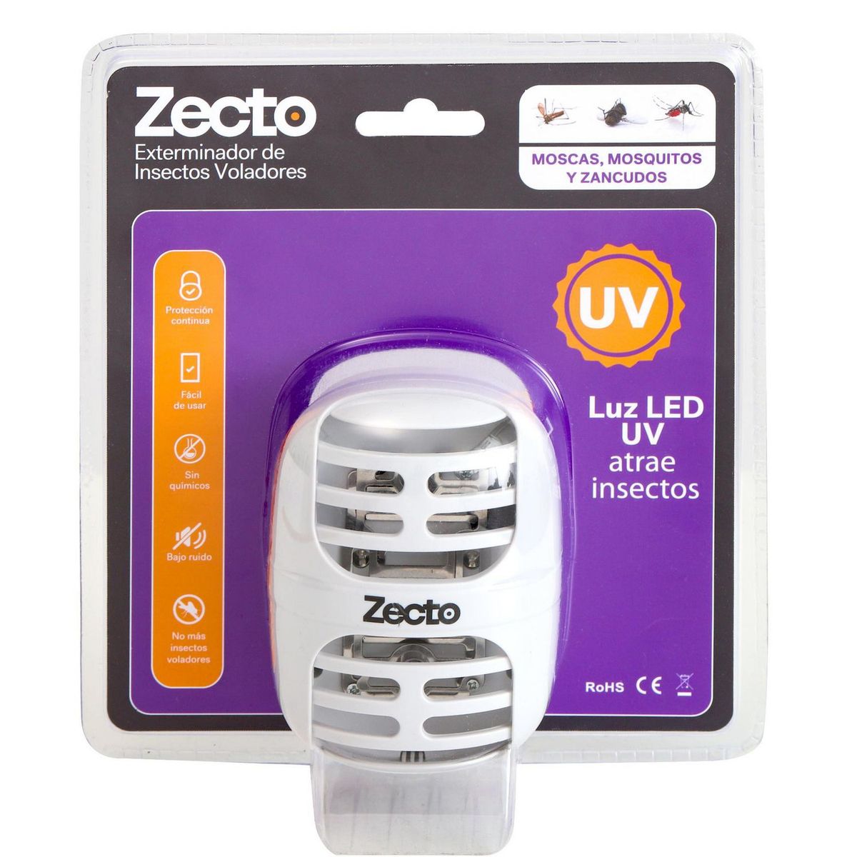 ANASAC - Enchufe luz led UV mata mosquitos, moscas y zancudos