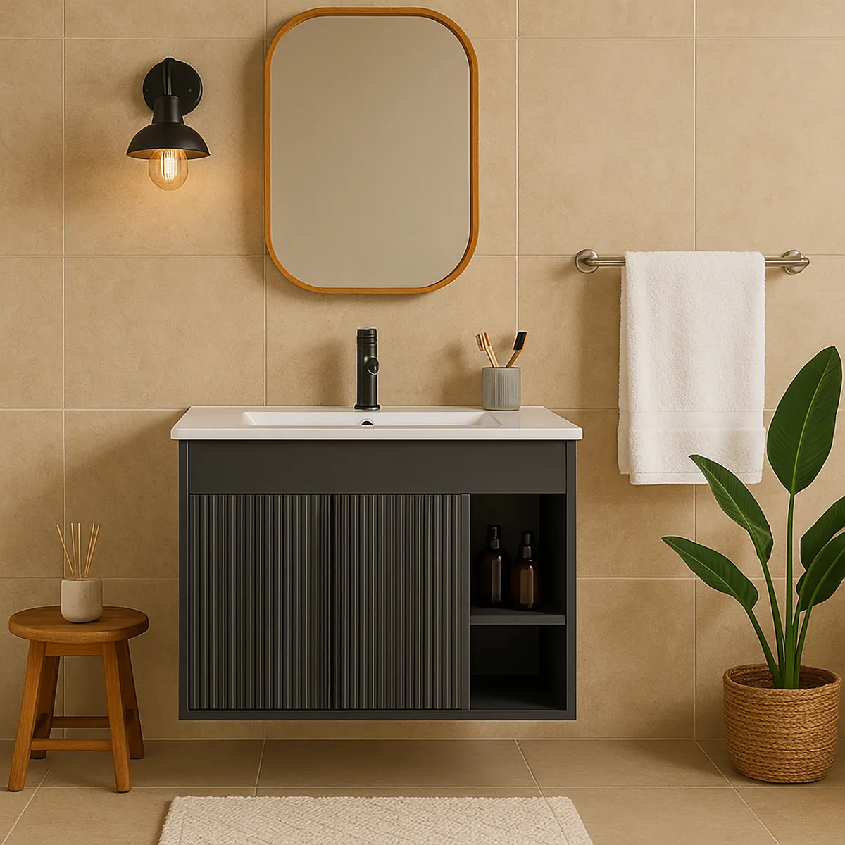 STRETTO - Kit Mueble Lille Dark Grey 71x50x46.5 cm