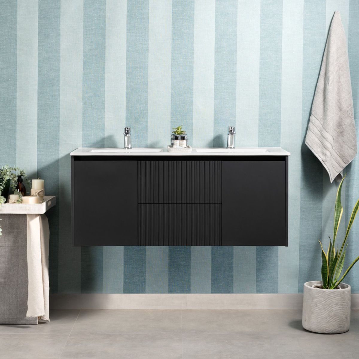 STRETTO - Kit Mueble Sophie Texturado Dark Grey 121x50x46.5 cm