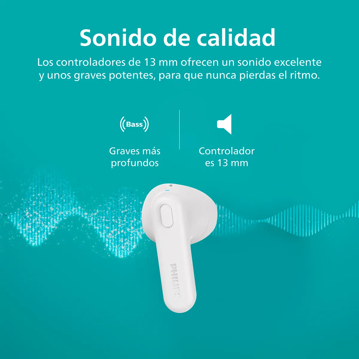 PHILIPS - Audífono Bluetooth Tat1138 Blanco
