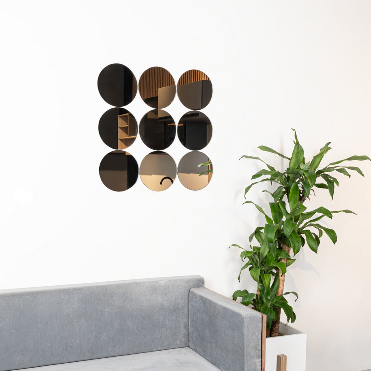 TUHOME - Set de Espejos Baño Forma Rectangular 60x60 cm Gris Artemis