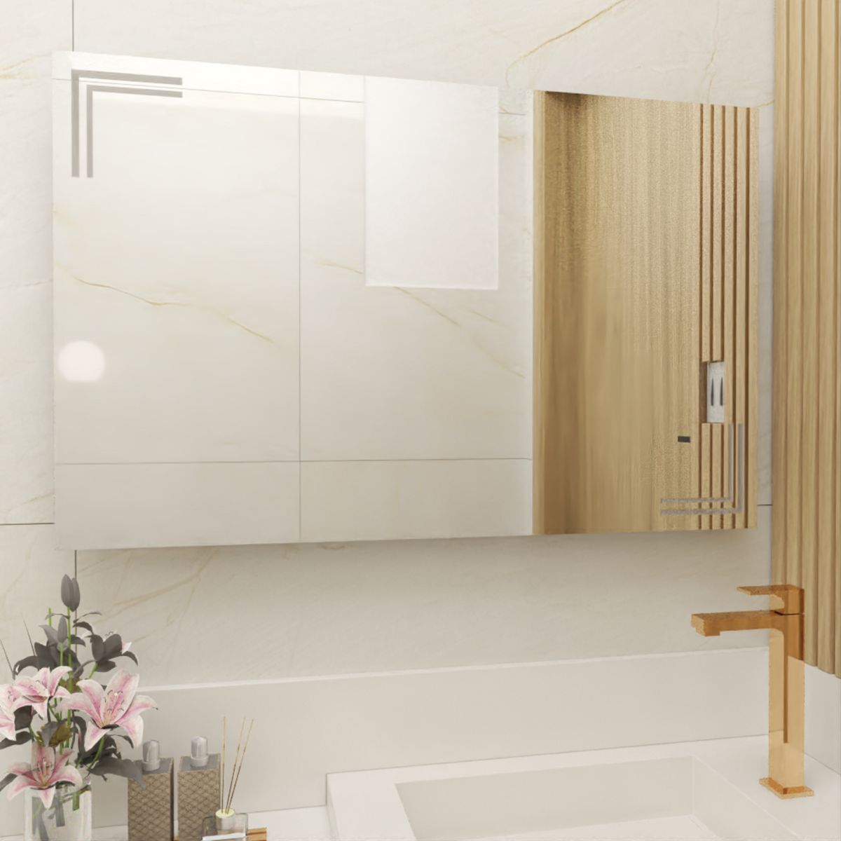 TUHOME - Espejo Baño Forma Rectangular 110x70 cm Gris Iberia