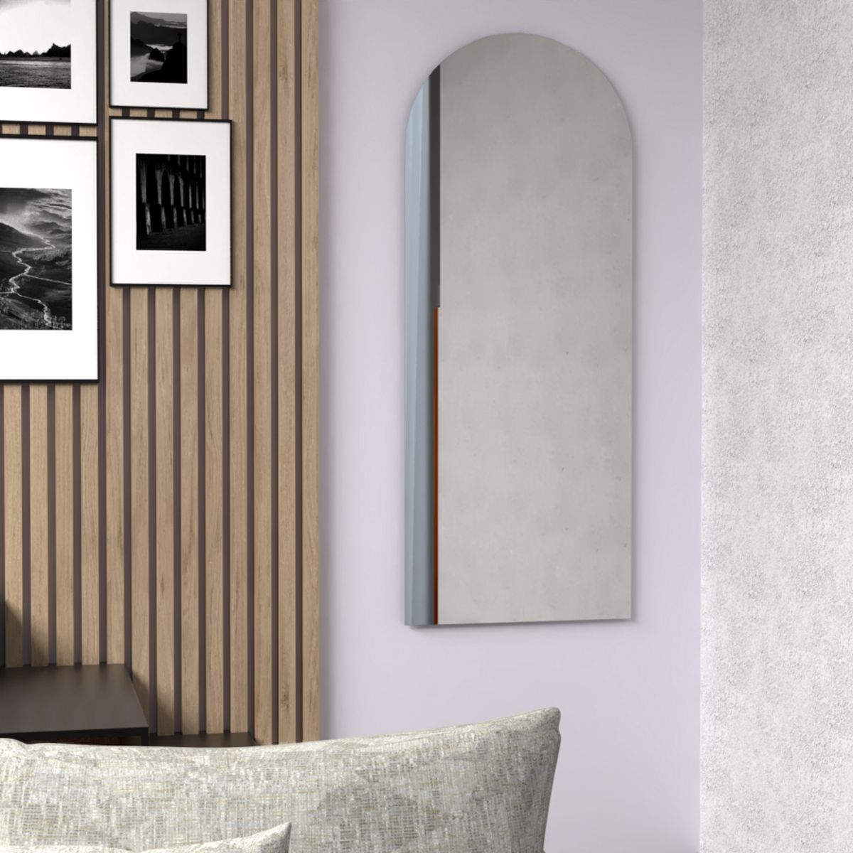 TUHOME - Espejo Baño Forma Semicírculo 60x150 cm Gris Florencia