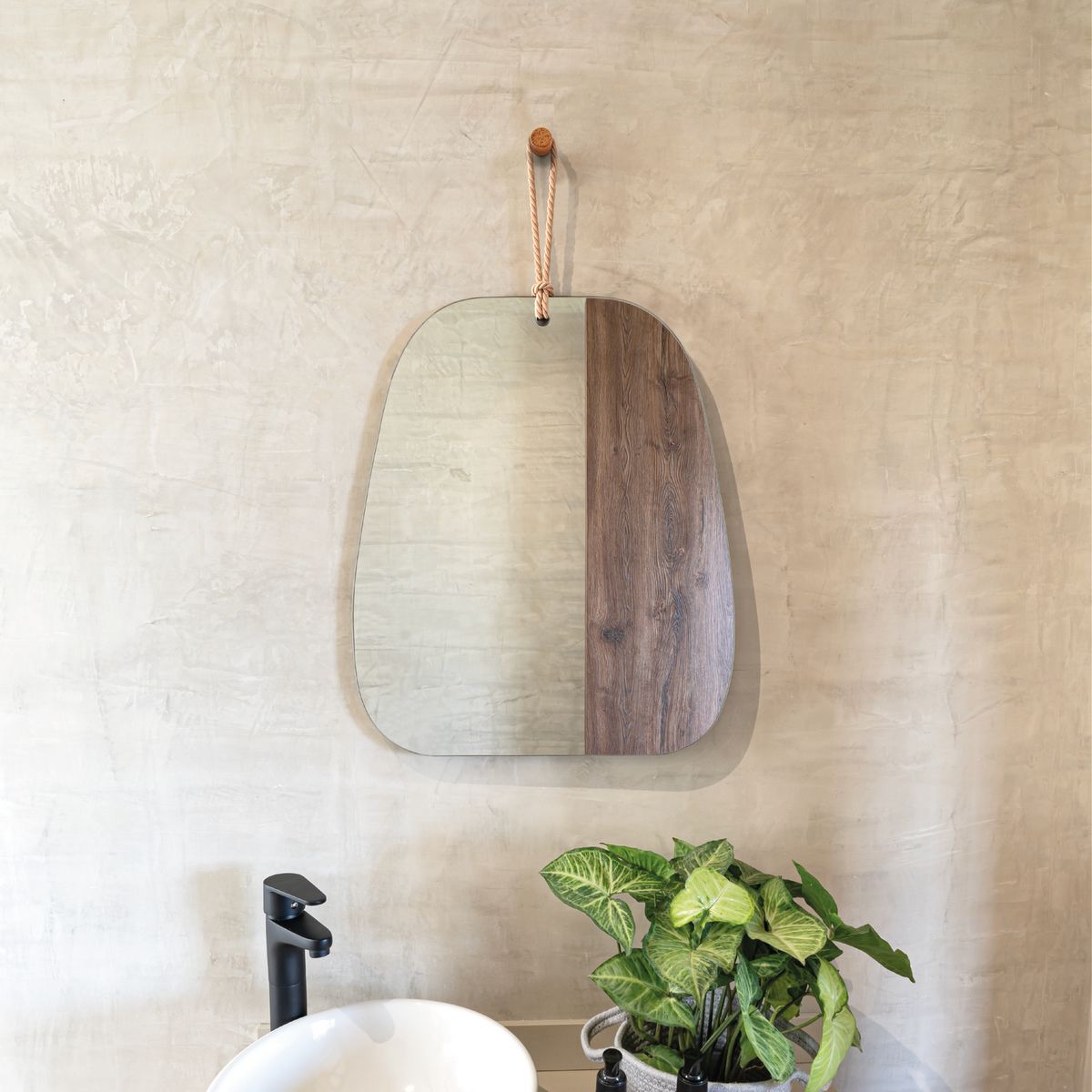 TUHOME - Espejo Baño Forma Rectangular 50x75 cm Gris Carin