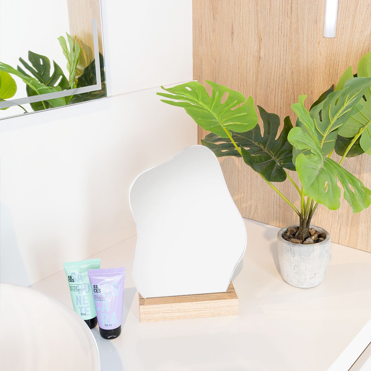 TUHOME - Espejo Baño Forma Rectangular 18x25 cm Café April