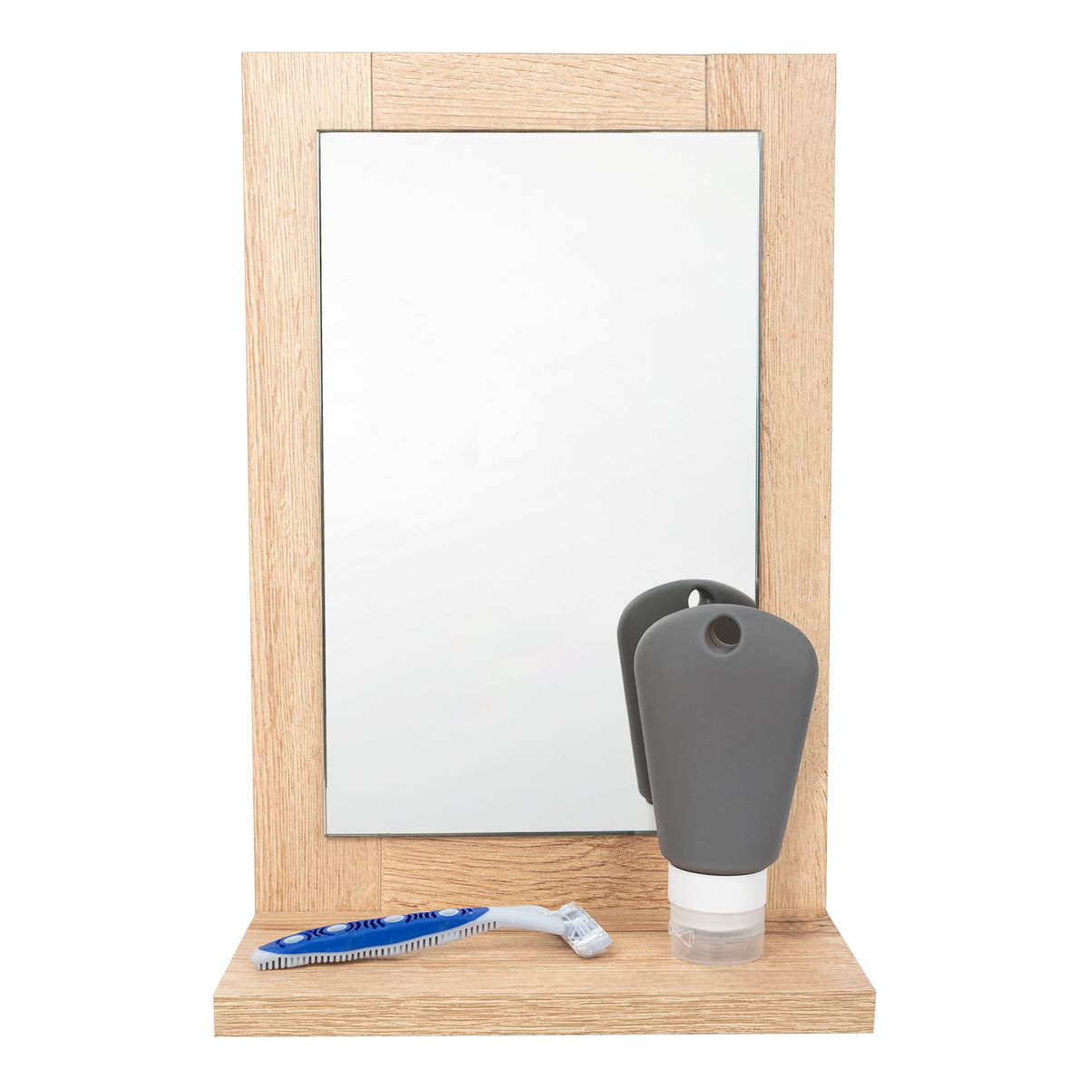 TUHOME - Espejo Baño Forma Rectangular 23x35 cm Café Shaver