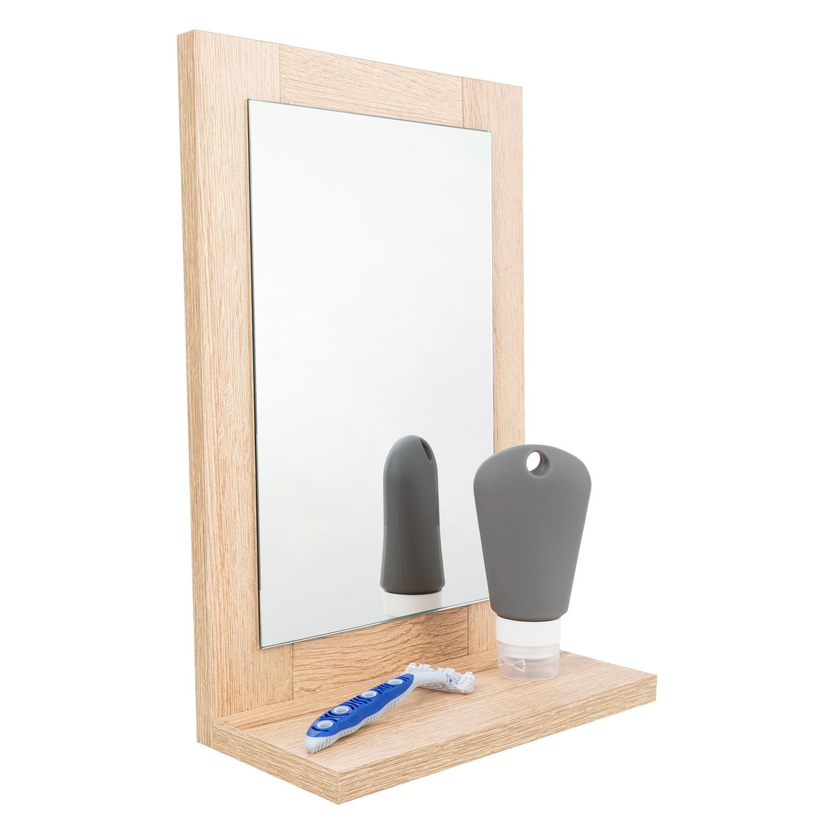 TUHOME - Espejo Baño Forma Rectangular 23x35 cm Café Shaver