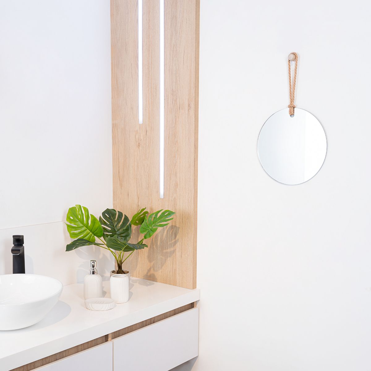 TUHOME - Espejo Baño Forma Redonda 30x45 cm Gris Andy