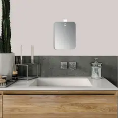 TUHOME - Espejo Baño Forma Semicírculo 20x28 cm Gris Basic