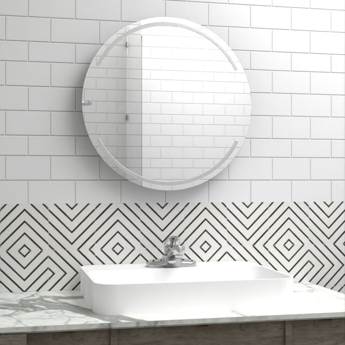 TUHOME - Espejo Baño Forma Redonda 60x60 cm Gris Dallas