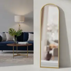 RONDA - Espejo Pedestal Decorativo Forma Arco 40x150 cm Dorado