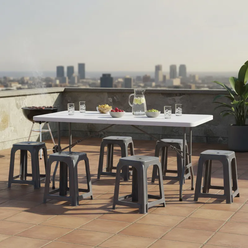 REYPLAST - Banco para Terraza Confort Plata 44x35.3x35.3 cm