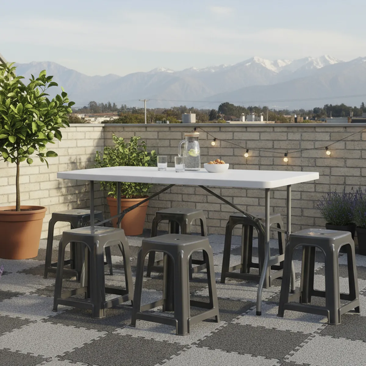 REYPLAST - Banco para Terraza Plástico Confort Colores Surtidos 44x35.3x35.3 cm