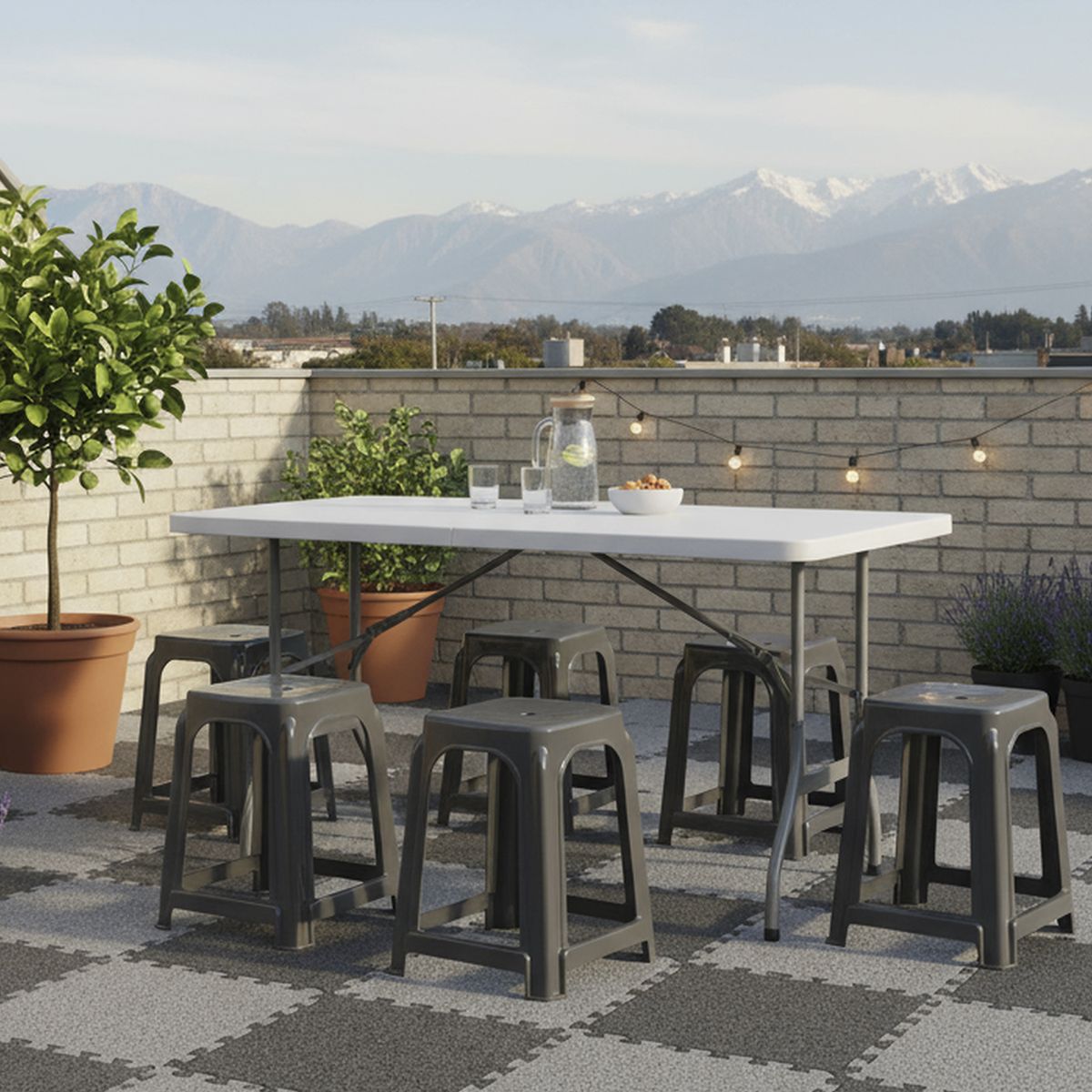 REYPLAST - Banco para Terraza Plástico Confort Colores Surtidos 44x35.3x35.3 cm