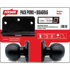 FIXSER - Pack Pomo Bisagras Dormitorio Oficina Tubular Negro