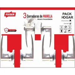 FIXSER - Pack Manilla Cerradura de dormitorio Tubular Gris
