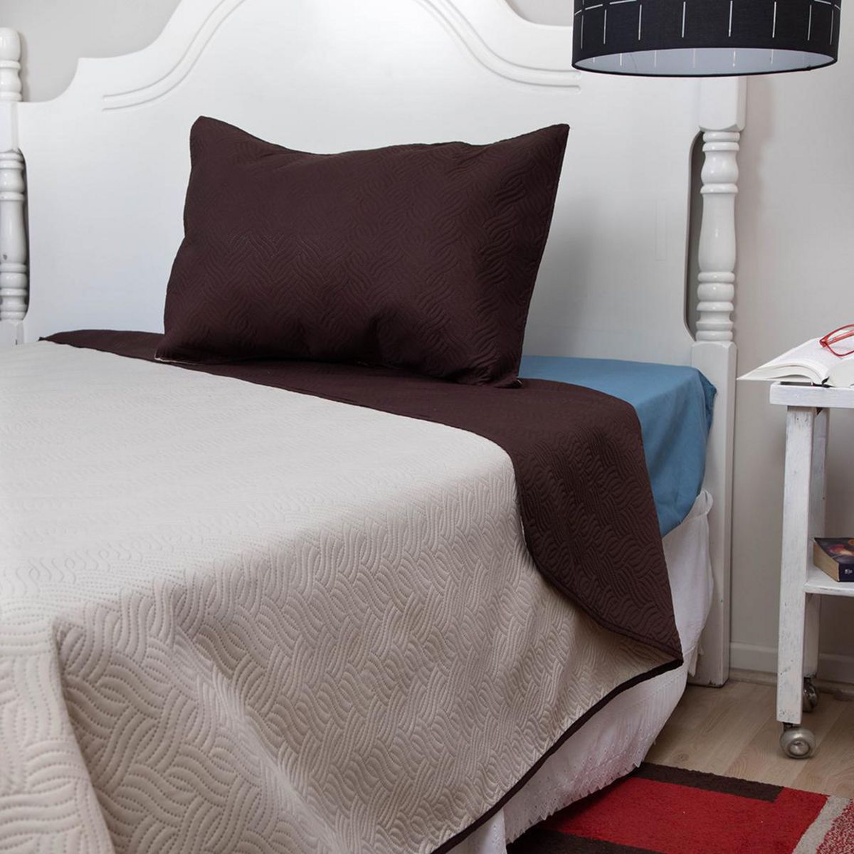 DORAL - Quilt 1.5 plazas Bicolor Beige/Café 