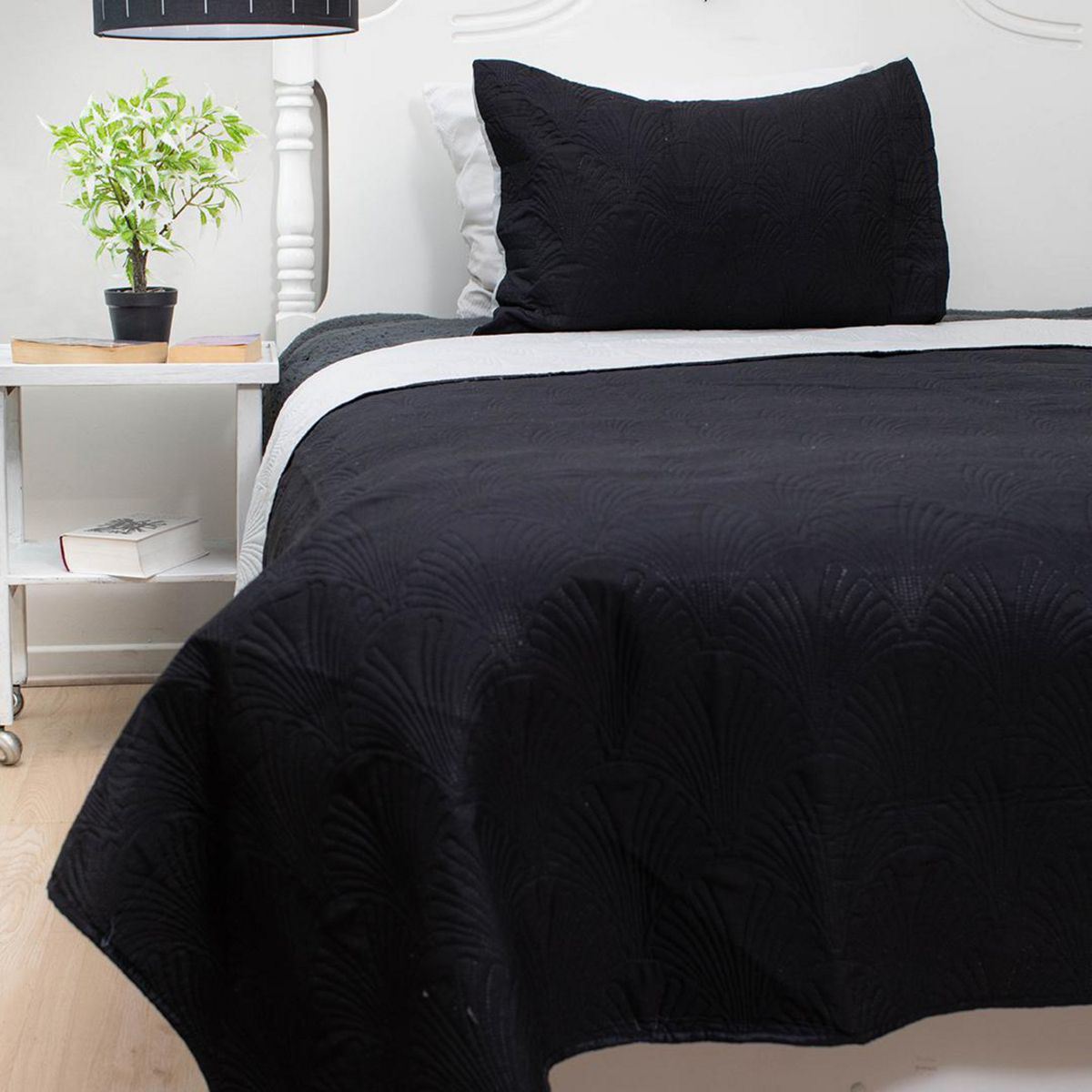 DORAL - Quilt 1.5 plazas Bicolor Negro/Gris 