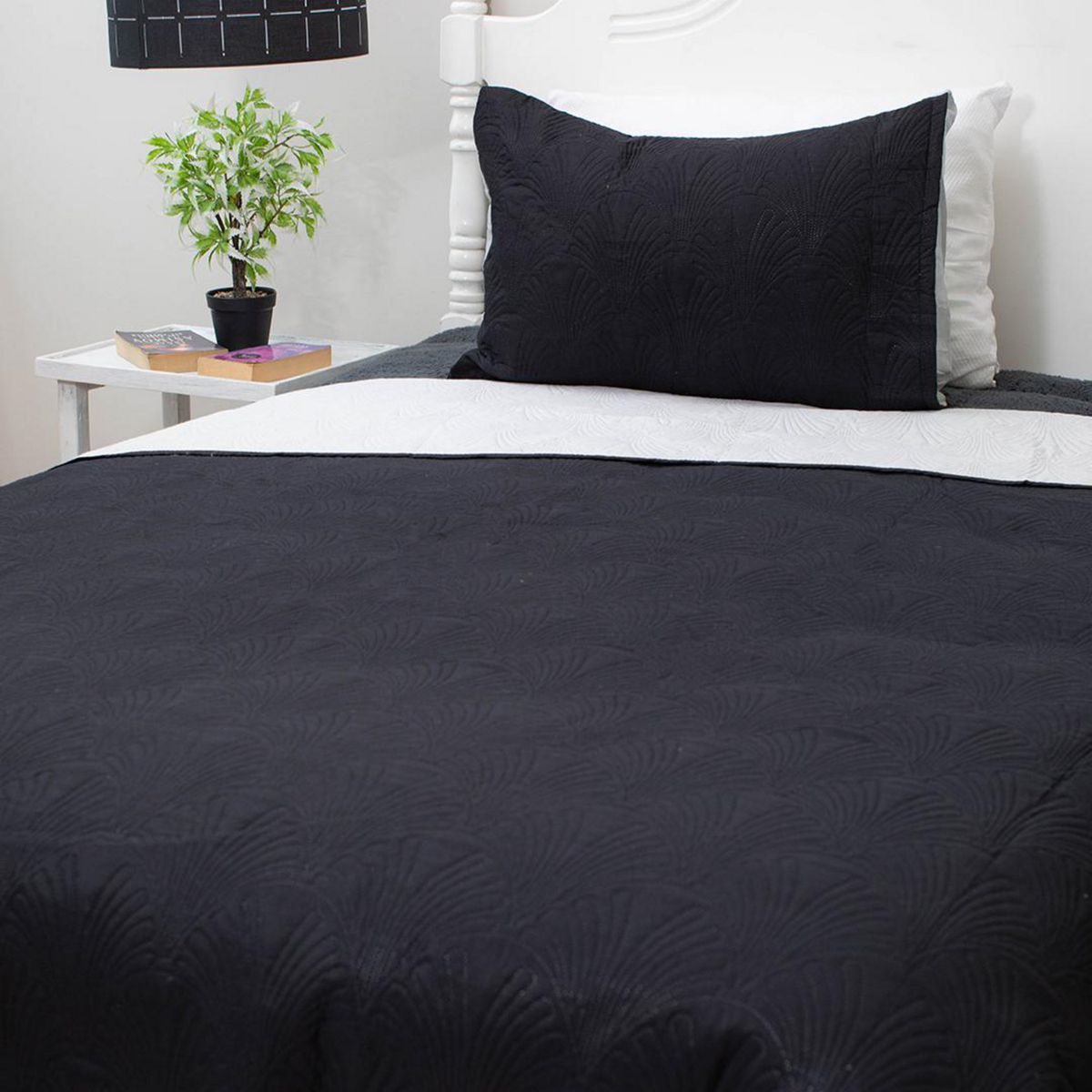 DORAL - Quilt 1.5 plazas Bicolor Negro/Gris 