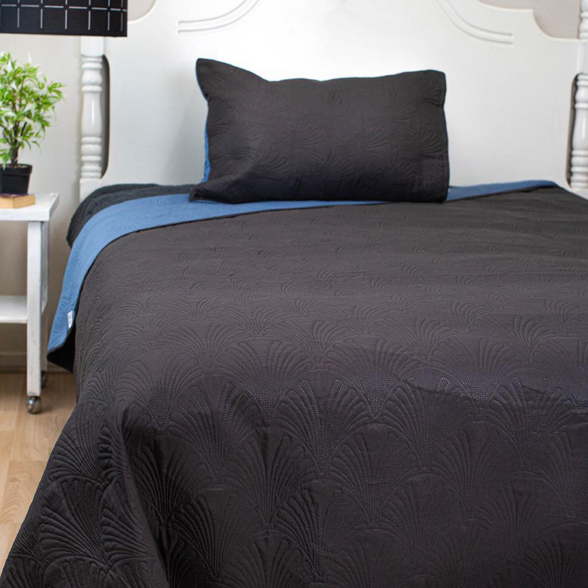 DORAL - Quilt 1.5 plazas Bicolor Negro/Azul 