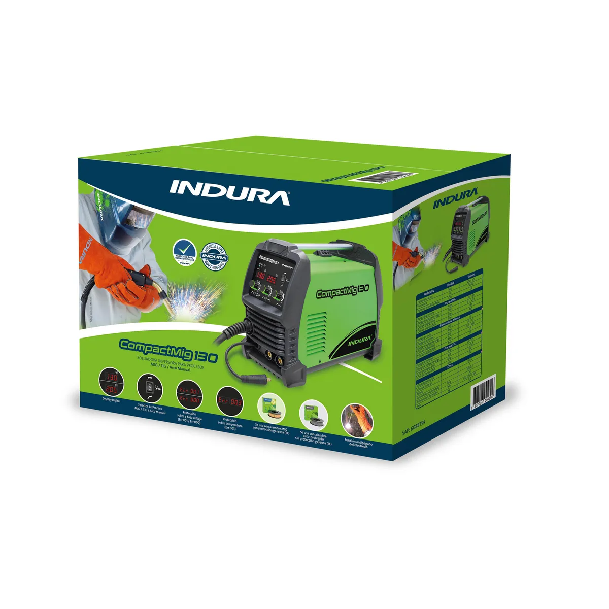 INDURA - Soldadora Arco Manual, MIG y TIG 130A