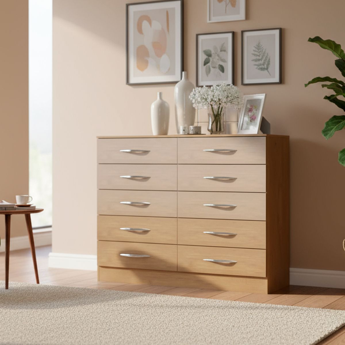 EXIT - Cómoda 10 Cajón 117x92,2x40,5 cm Roble