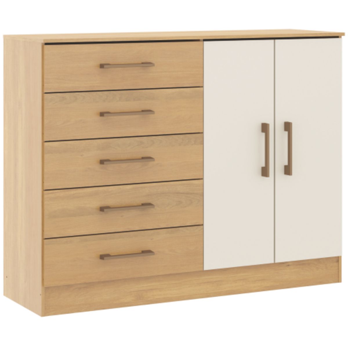 EXIT - Cómoda 5 Cajón 119x93x38 cm Roble Beige