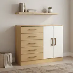 EXIT - Cómoda 5 Cajón 119x93x38 cm Roble Beige