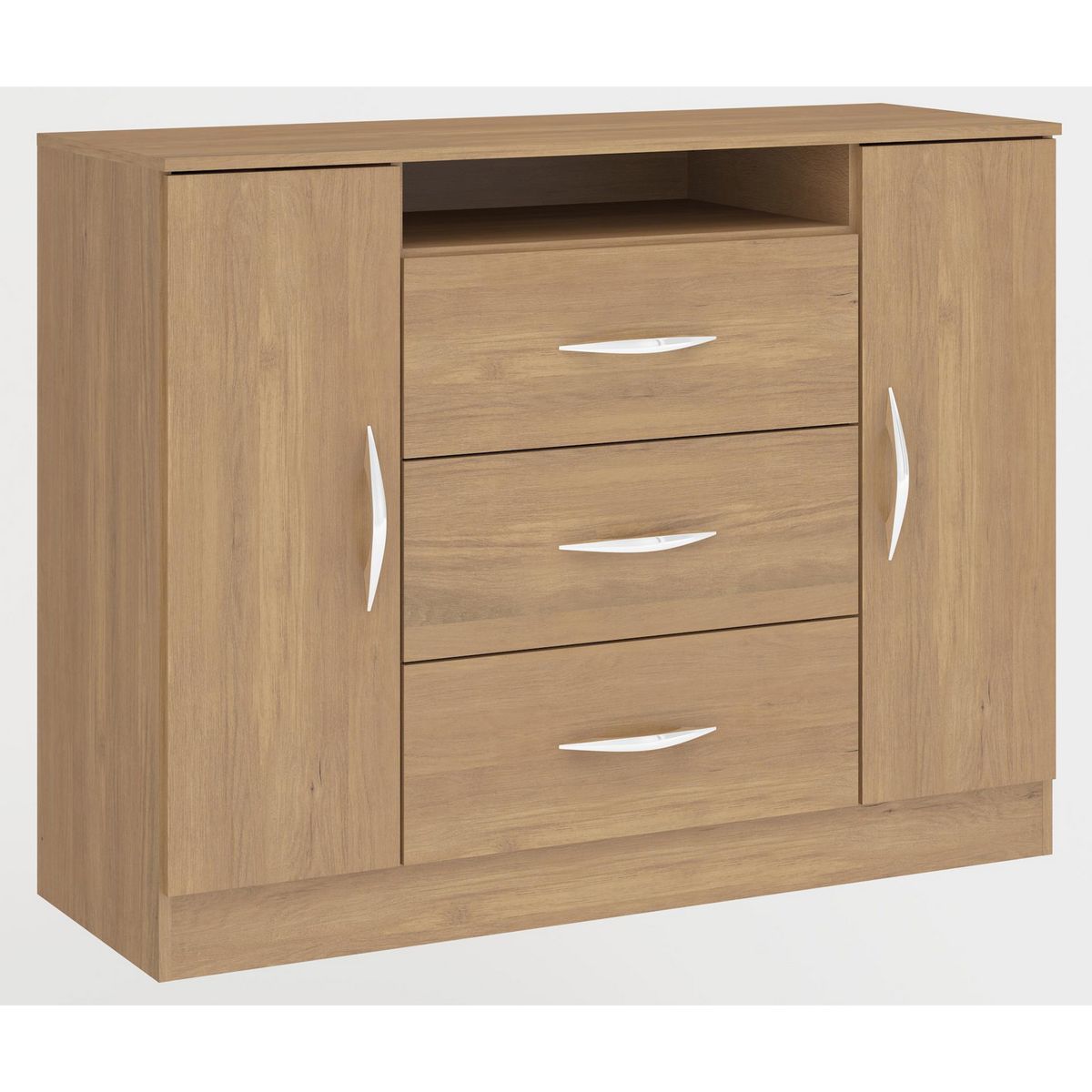 EXIT - Cómoda 2 Puertas 3 Cajón 122x93,5x43 cm Roble