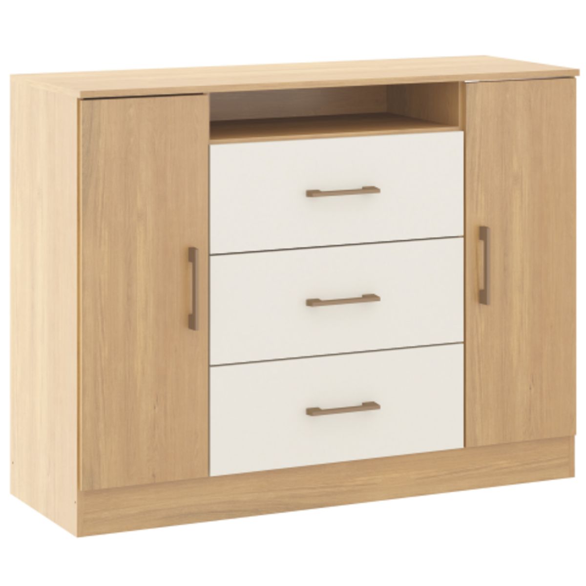 EXIT - Cómoda 2 Puertas 3 Cajón 122x93,5x43 cm Roble Beige