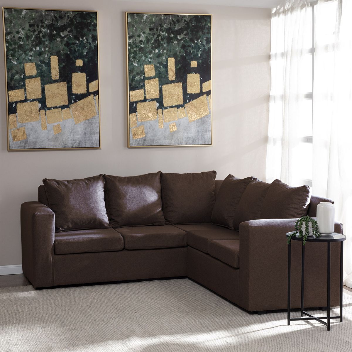 DECOOUTLET - Sofá Seccional 5 cuerpos Turin 200x94x203 cm Chocolate