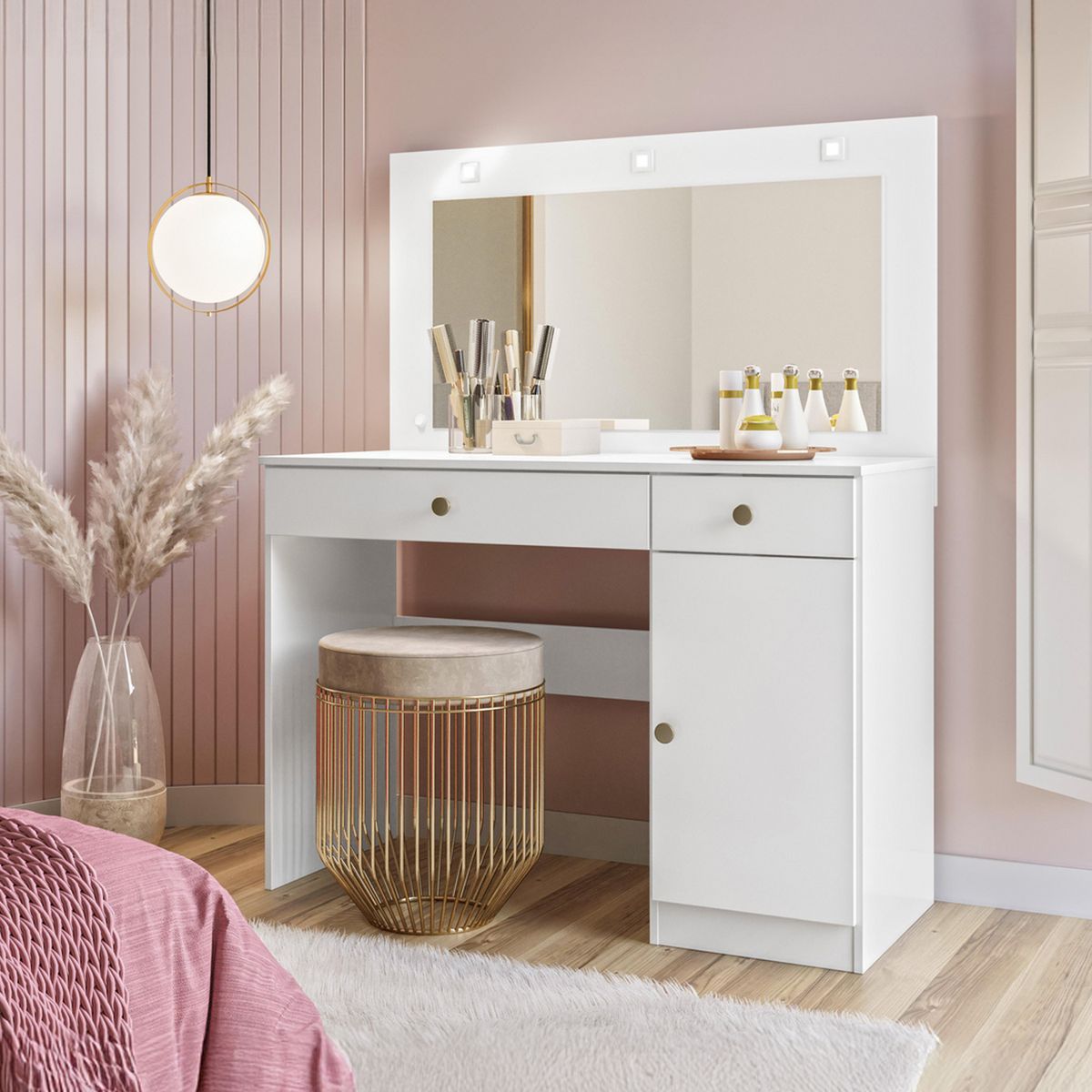 DI PORETTI - Tocador 1 Puerta 2 Cajón(es) Bella 110x137x47 cm Blanco