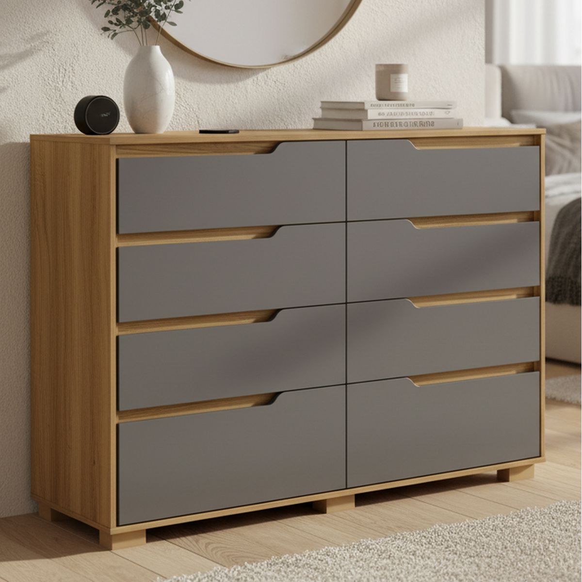 DI PORETTI - Cómoda 8 Cajón(es) Georgia 147x108x47 cm Gris