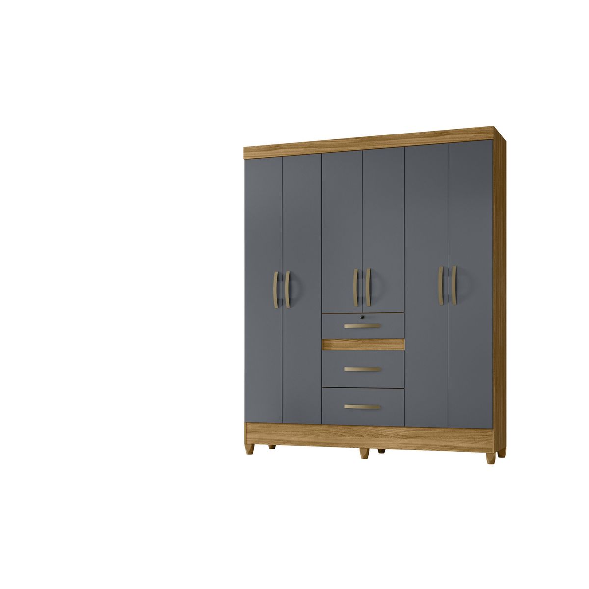 DI PORETTI - Clóset Itatiba 6 Puerta(s) 3 Cajón(es) 6 Repisa(s) 165x204x47 cm Café/Gris