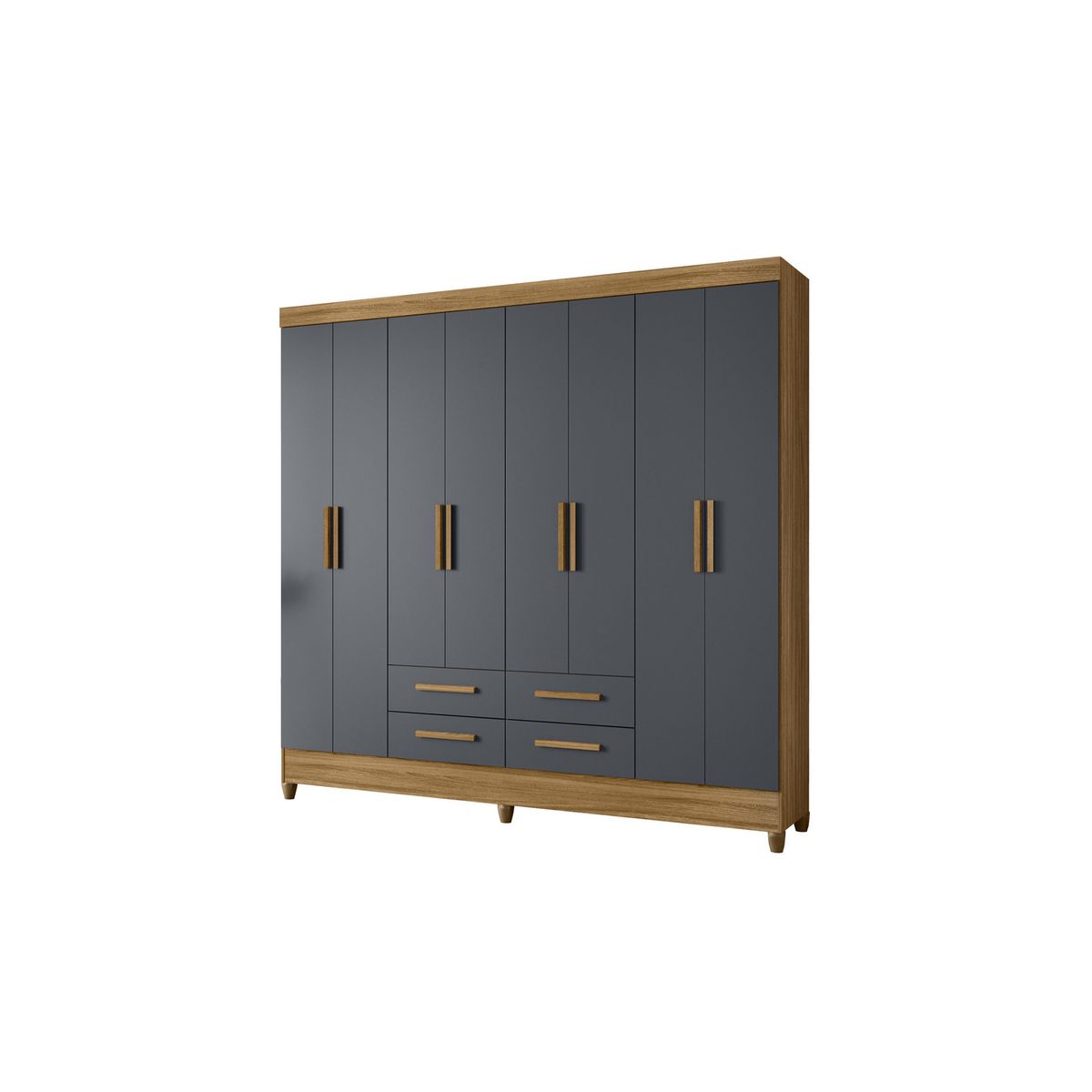 DI PORETTI - Closet Florida 8 Puerta(s) 4 Cajón(es) 3 Repisa(s) 204x204x47 cm Café/Gris