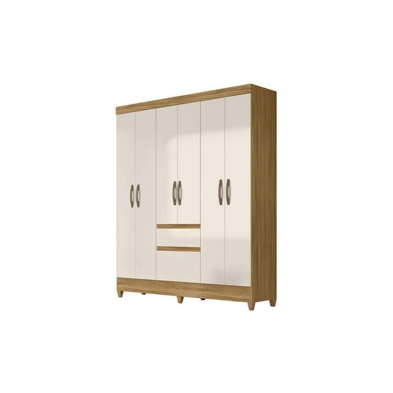DI PORETTI - Clóset New Cuba 6 Puerta(s) 2 Cajón(es) 3 Repisa(s) 162x204x47 cm Café/Blanco