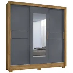 DI PORETTI - Clóset Bahamas 3 Puerta(s) 10 Repisa(s) 212x202x52 cm Café/Gris