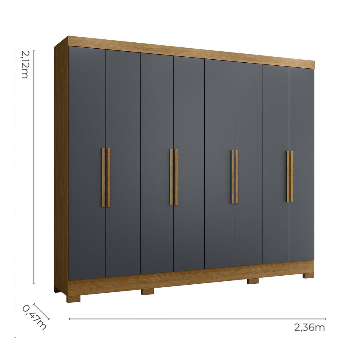 DI PORETTI - Clóset Diplomata 8 Puerta(s) 4 Cajón(es) 4 Repisa(s) 236x212x47 cm Café/Gris
