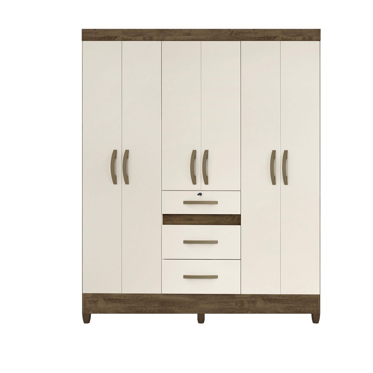 DI PORETTI - Clóset Itatiba 6 Puerta(s) 3 Cajón(es) 6 Repisa(s) 165x204x47 cm Café/Blanco