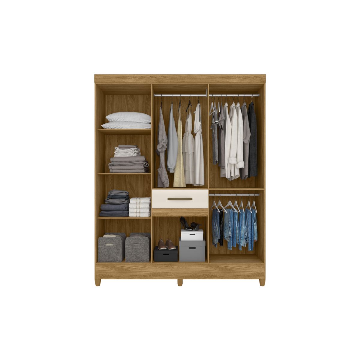 DI PORETTI - Clóset Portugal 8 Puerta(s) 1 Cajón(es) 3 Repisa(s) 165x204x47 cm Café/Blanco