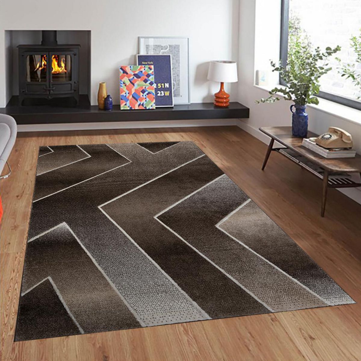 IDETEX - Alfombra Carved avangard 170x230 cm Polipropileno Café