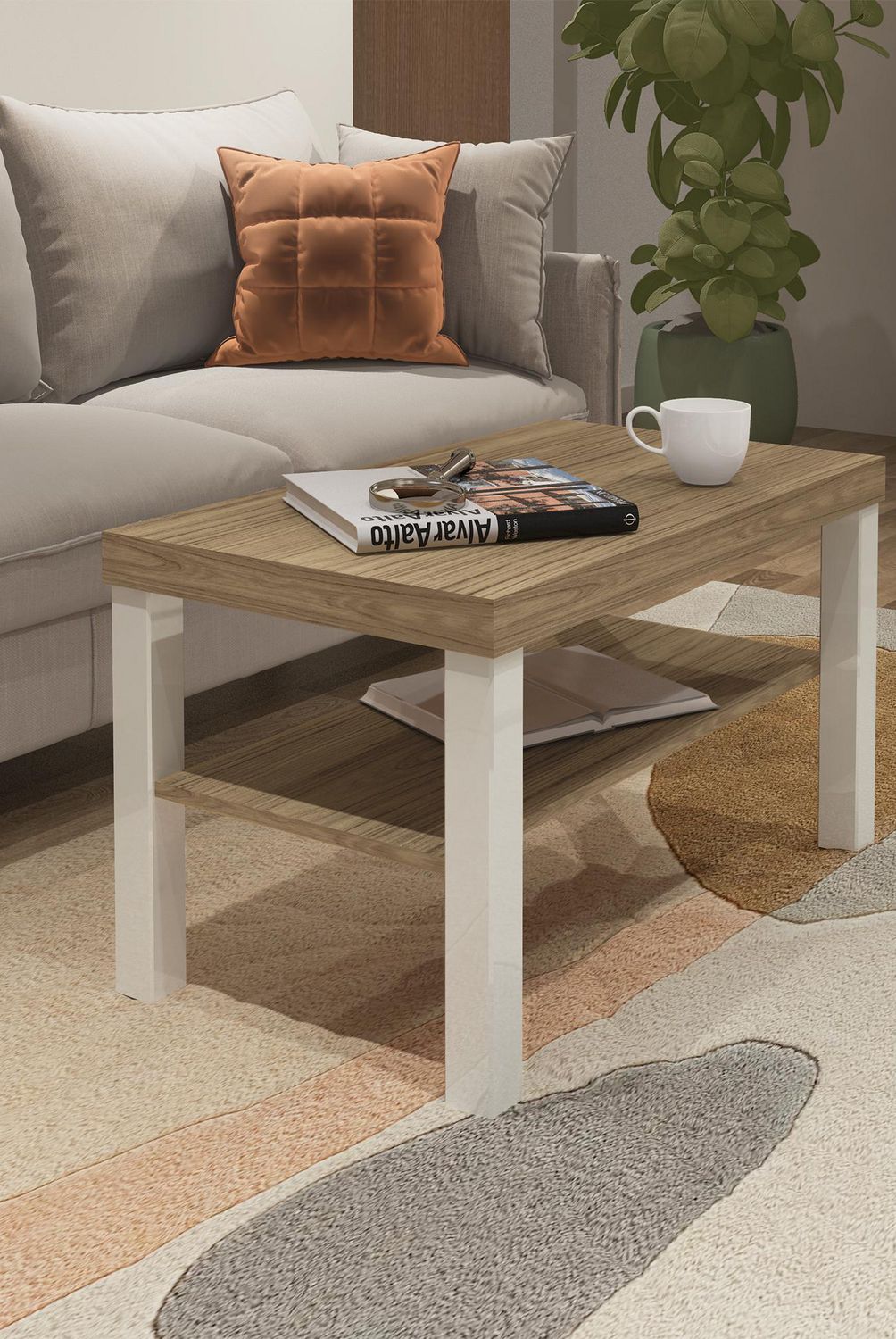 EXIT - Mesa de centro UP Roble/beige 80x45x45 cm