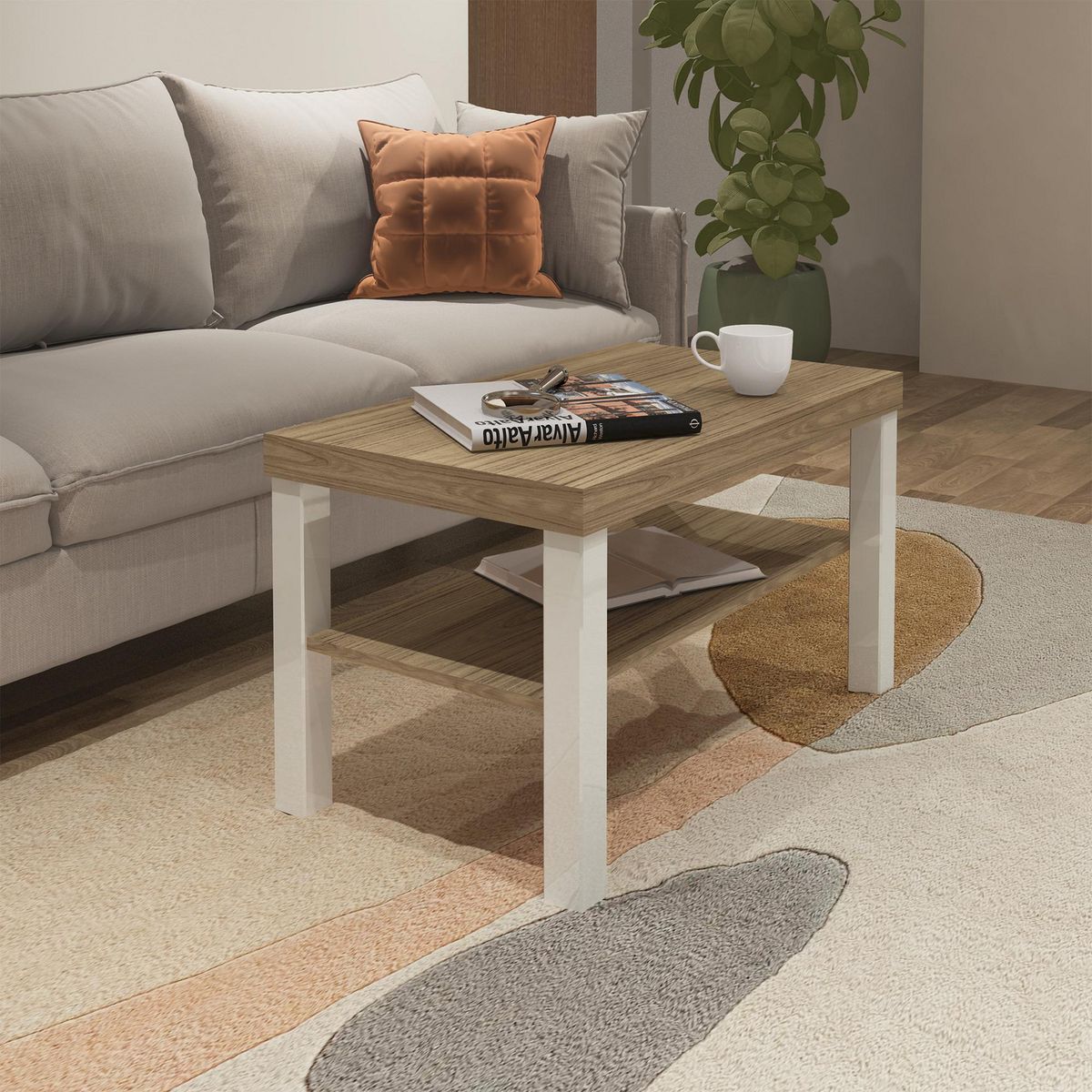 EXIT - Mesa de centro UP Roble/beige 80x45x45 cm