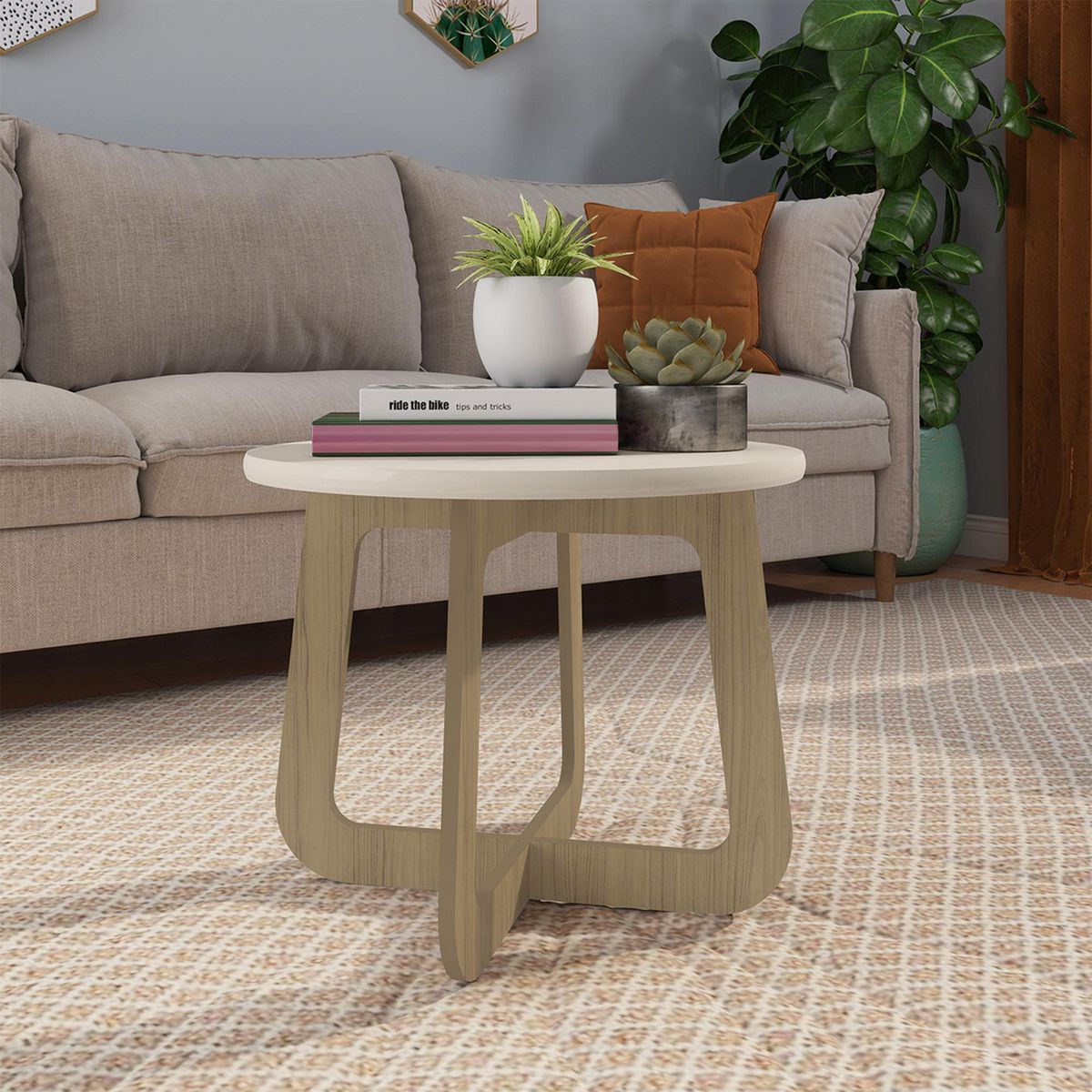 EXIT - Mesa de centro Jasmin Beige/roble 59x59x46.5 cm