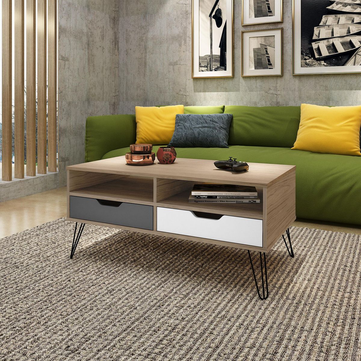 EXIT - Mesa de centro Estocolmo Roble/grafito 100x54x45 cm