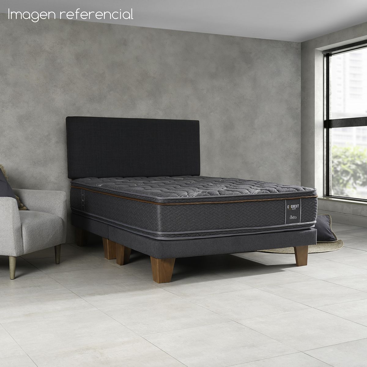 CELTA - Cama Europea Everest Cooper + respaldo Everest 2 pl x 2m b/d