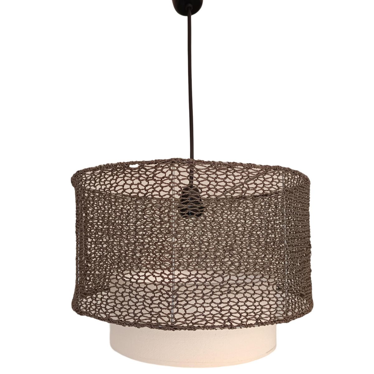 CAROLD STEVENS - Lámpara Colgante Tela Beige 32 cm