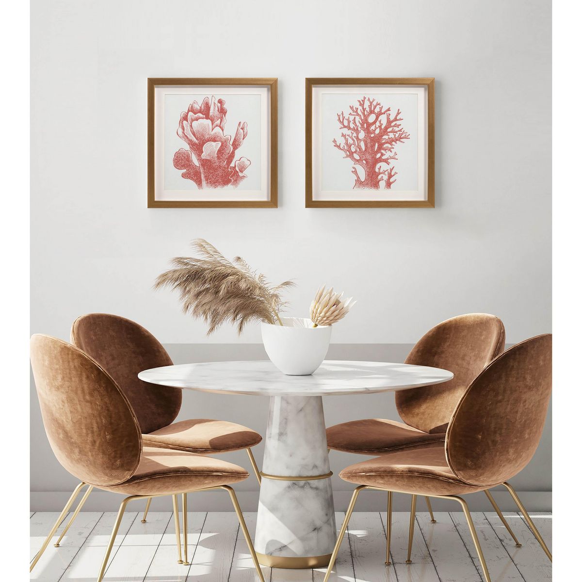 MOOD - Set 2 Cuadros Coral 33x33 cm