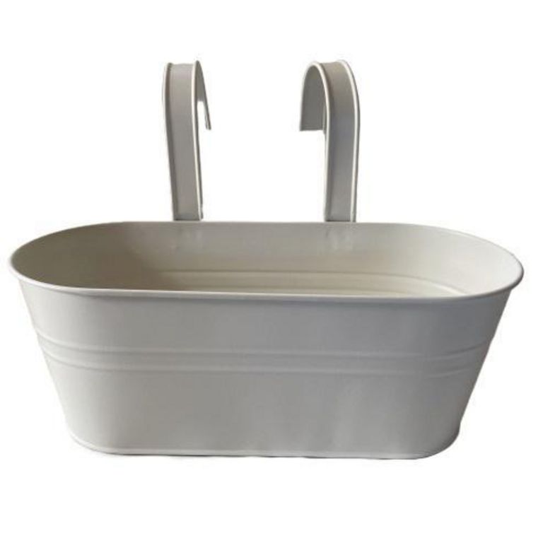 Macetero para Baranda de Metal 24x15 cm Crema